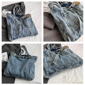 Bolso bandolera vaquero de gran capacidad para mujer, bolso de mano Vintage informal a la moda, bolso <span class=keywords><strong>Hobo</strong></span> - Product Image 4