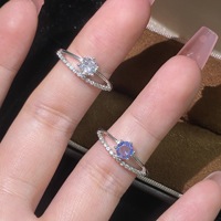 Bague de mariage ajustable en platine plaquée avec zircon rond étincelant, double couche, style alliance