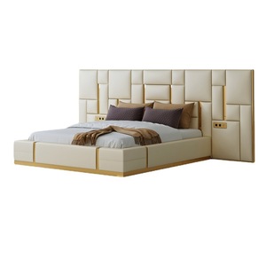 Letti Imbottiti Moderni <span class=keywords><strong>con</strong></span> Materassi in Tessuto Rialzati, Mobili Moderni in Pelle di Lusso <span class=keywords><strong>con</strong></span> Contenitore, <span class=keywords><strong>Letto</strong></span> Singolo, <span class=keywords><strong>Matrimoniale</strong></span>, Queen o King Size - Product Image 3