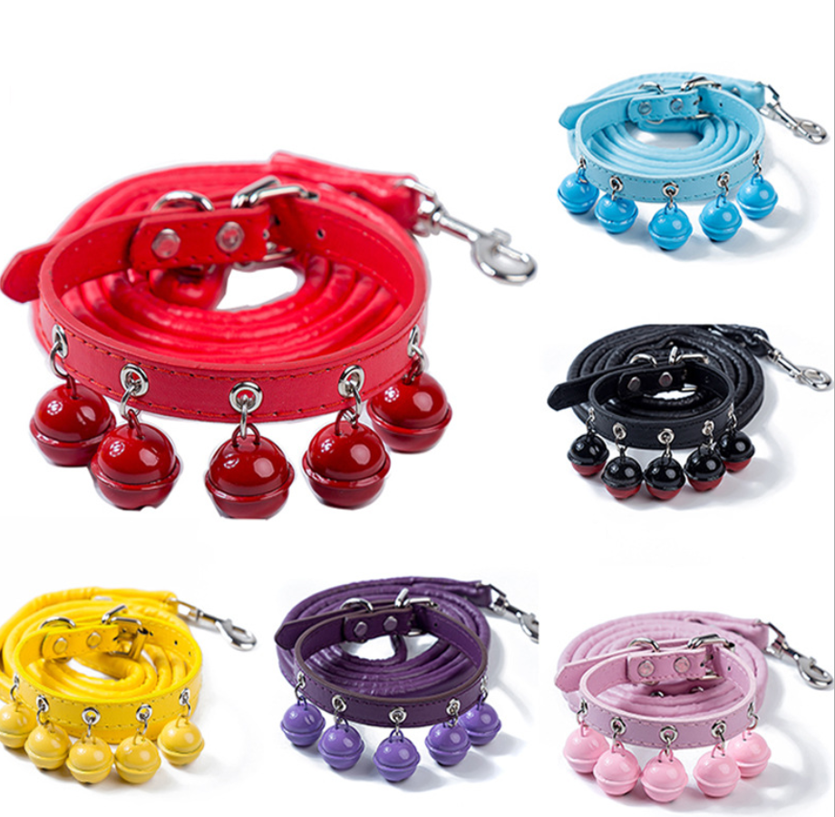 New pet products popular pet cat collar PU Amazon hot-selling lettered dog collar with bell