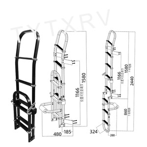 Escalera de RV de alta calidad TYTXRV, escalera de escalada <span class=keywords><strong>plegable</strong></span> Exterior negra, escalera de RV de aleación de aluminio <span class=keywords><strong>para</strong></span> coche, <span class=keywords><strong>caravana</strong></span>, escalera de puerta trasera personalizada - Product Image 1