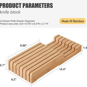 Wooden Knife Rack <b>6</b> Slot Standing Type Kitchen Storage <b>Drawer</b> Organizer Space Saving Countertop Storage - Product Image 4