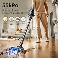 Aspirateur sans fil 55KPa avec détection de poussière par lumière verte, écran LED, aspirateur à main pour sols durs et tapis, OEM ODM