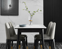 Ensemble de table à manger moderne minimaliste tendance, surface en pierre frittée, design pliable pour appartement compact, salon