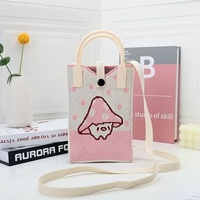 Sac à main en polyester tricoté à motif de dessin animé mignon, sac bandoulière pour téléphone, sac de promenade pour bébé, sac à monnaie et clés pour enfants avec fermoir magnétique