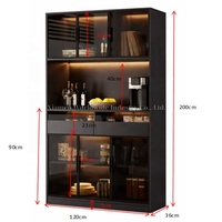 Meuble à vin moderne en bois avec éclairage LED et portes vitrées, design autoportant pour chambre et salle à manger, rangement pour bar à domicile