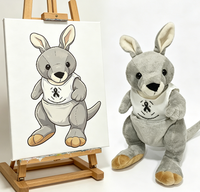 Peluche Kangourou Personnalisée en Gros, Jouet en Peluche Kangourou Gris Doux et Mignon, Jouets de Zoo en Peluche