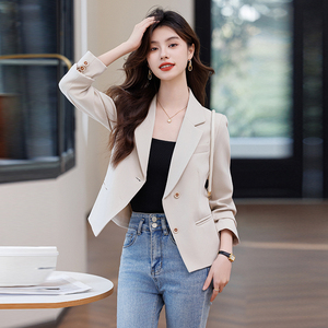 Veste de costume courte décontractée verte pour femmes haute sensibilité Style de célébrité fermeture à bouton unique taille <span class=keywords><strong>XL</strong></span> pour un look printanier - Product Image 4