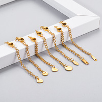 Accessoires bijoux chaîne étendue gravée étiquette 5cm queue chaîne mousqueton fermoir acier inoxydable bricolage filles accessoires bijoux