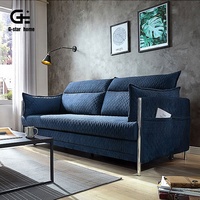 Wohnzimmer-Möbel Dreisitzer-Schlafsofa Modernes Blaues Stoffsofa mit Verstellbarer Kopfstütze für Apartment- und Hoteleinsatz