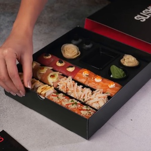 Caja de <span class=keywords><strong>Sushi</strong></span> de Lujo Personalizada al por Mayor con Separador y Ranura para Botella de Salsa, Caja de Papel para <span class=keywords><strong>Sushi</strong></span> Popular, Contenedor de Embalaje para Llevar - Product Image 2