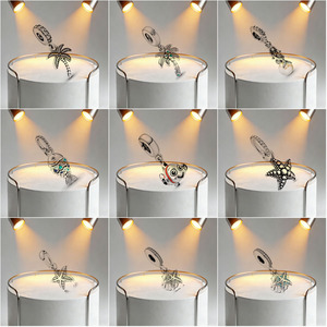 Bracelet DIY en argent 925 NPandoraer avec logo original, perles en verre vert Sirène, Dauphin, Étoile de mer, Tortue, boîte, perles tissées - Product Image 5