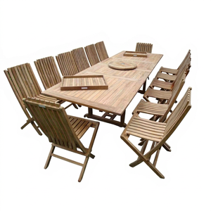 Modern Design Outdoor Patio <b>Garden</b> Furniture Rectangular Teak Dining <b>Chairs</b> <b>and</b> Extension <b>Tables</b> Sets Wood Material - Product Image 1