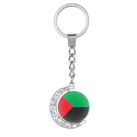 Porte-clés rotatif personnalisé Moon, cabochon en verre double face, porte-clés en alliage affichant le drapeau national des Saintes-Évangeliques et des Grenadines