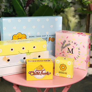 Boîtes d'emballage à emporter en carton imprimé personnalisé de haute qualité Prix de gros pour Muffin au chocolat Donut croustillant <span class=keywords><strong>PET</strong></span> recyclé - Product Image 3