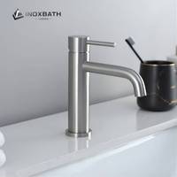 Robinet de salle de bain en acier inoxydable 304 de luxe à poignée unique, mélangeur d'eau chaude et froide, robinet de lavabo avec noyau de valve en céramique