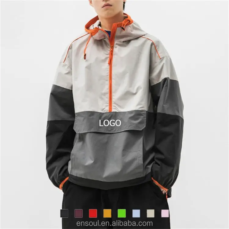 Bán Sỉ OEM Áo Khoác Gió Anorak Tùy Chỉnh Chống Gió Chống Nước Chạy Bộ Bằng Nylon 100% Cho Nam