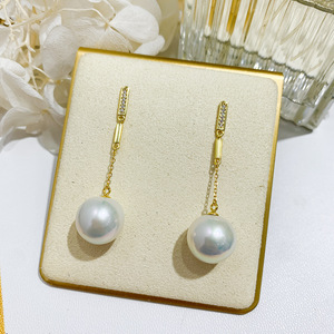 S925 <b>Silver</b> DIY <b>Pearl</b> Accessories Fashion <b>Silver</b> Jewelry <b>Earrings</b> with 8-13mm Round Beads Empty Earnail Tray 21989 - Product Image 3