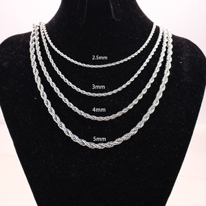 Collar Dorado para Hombre, Chapado en Oro de 18K, Cadena de Cuerda de Acero Inoxidable 316L, Collar Tejido para Hombre, Joyería Fina, Cadena de Collar para Hombre - Product Image 3