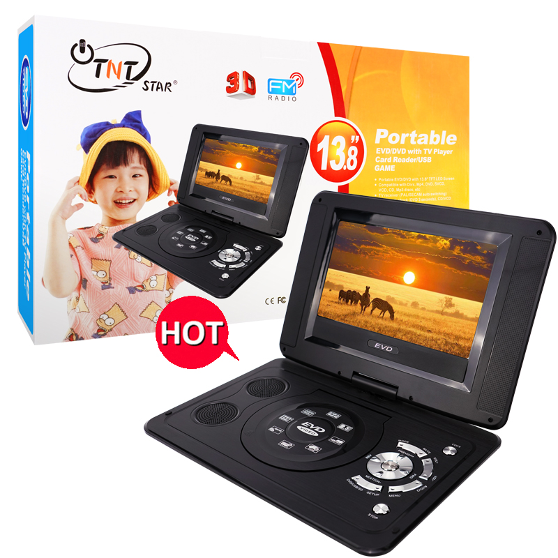 Tntstar novo evd portátil dvd player, preço portátil dvd vcd TNT-138