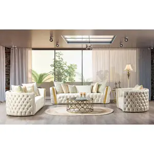 Fanci Ivory Velvet Sofa & Loveseat small sofa room