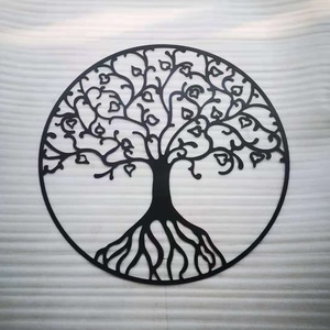 Arte de pared metálico, árbol de la vida, decoración circular grabada a mano para la sala de estar - Product Image 4