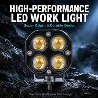 Lampe de travail LED bicolore 40W 3 pouces blanc ambre, projecteur tout-terrain pour camion, SUV, VTT, moto
