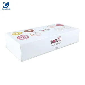 用于盒子的塑料甜甜圈木制大硬蛋糕和糕点蛤壳三重折叠包装粉彩面点盒