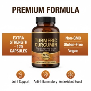 Cápsulas de Extracto de Cúrcuma Silvestre OEM con <span class=keywords><strong>Pimienta</strong></span> <span class=keywords><strong>Negra</strong></span> y Jengibre, 95% Curcuminoides, Alta Absorción, Certificado GMP, Apoyo para las Articulaciones - Product Image 5