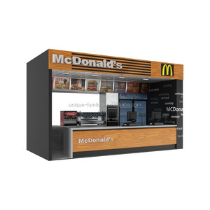 Prix d'usine Kiosque de café extérieur rectangulaire marron Kiosque de nourriture de rue portable McDonald's Meubles d'affichage de restauration rapide <span class=keywords><strong>en</strong></span> plein air - Product Image 3