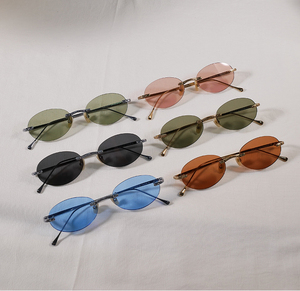 2026 Fashion Luxury Designer Rimless Titanium Oval Sunglasses Small <b>Frame</b> Sun Glasses Multi- Color Sunshades Unisex - Product Image 1