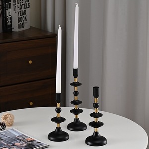 3Pcs American Vintage Black Gold Iron Eco-Friendly Handmade Metal Candlesticks Candle Holder for <strong>Dining</strong> Christmas Wedding Decor - Product Image 1