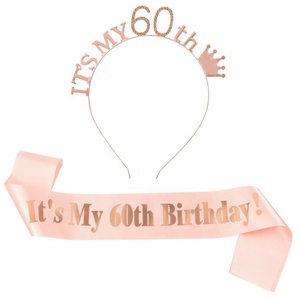 Nuovo arrivo rosa oro glitterato compleanno fascia di compleanno diara Kit decorazioni per feste e bomboniere per le feste di compleanno - Product Image 4