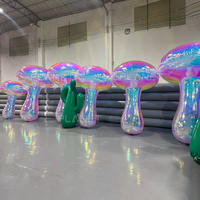 Champignon de miroir gonflable en PVC irisé géant de haute qualité pour la décoration de scène et les affichages d'événements de fête