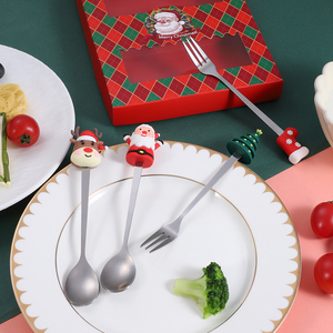 2026 Hot Sale Creative Stainless Steel <b>Christmas</b> Fork and Spoon Gift Cutlery Set Children Cute Cartoon Flatware Set - Product Image 6