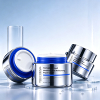 Pot à crème rond droit personnalisé de 30 g avec couvercle à vis en plastique pour emballage cosmétique de soins de la peau, crème pour les yeux et lotion