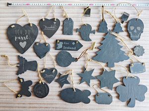 Etiquetas colgantes de pizarra con forma de árbol de Navidad de fábrica al por mayor, tamaño personalizable respetuoso con el medio ambiente y logotipo, decoración del hogar - Product Image 6