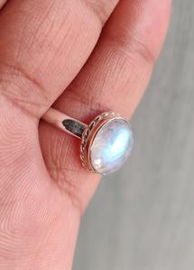 Genuine Rainbow <b>Moonstone</b> Ring 925 Sterling Silver Blue Flash Gemstone Ring June Birthstone <b>Jewelry</b> Gift for women Everyday Wear - Product Image 4