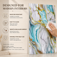 Panneau mural en PVC brillant MORLENX Aqua White Gold Agate UV Marble Sheet pour projets d'aménagement de resorts de luxe
