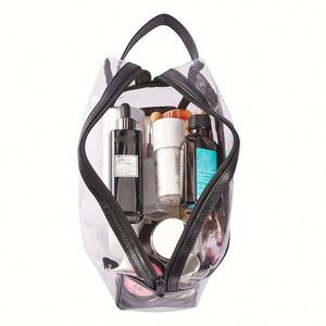 Sac de toilette promotionnel en PVC robuste, imperméable, avec fermeture éclair, multi-poches, pour crayons et articles de toilette, OEM - Product Image 5