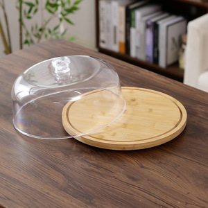 Round Cake <b>Pan</b> With Plastic <b>Lid</b> Rotating Bread Tray For Party And Afternoon Tea Serving Plating - Product Image 2