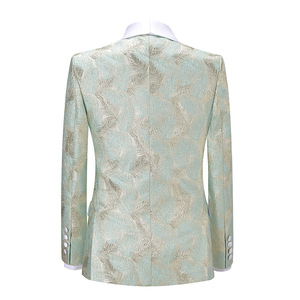 <span class=keywords><strong>Traje</strong></span> de Novio HD207 <span class=keywords><strong>Verde</strong></span> <span class=keywords><strong>Claro</strong></span> con Estampado Floral, <span class=keywords><strong>Traje</strong></span> de 2 Piezas para <span class=keywords><strong>Hombre</strong></span>, Corte Entallado, Chaqueta Brillante con Pantalones Negros - Product Image 5