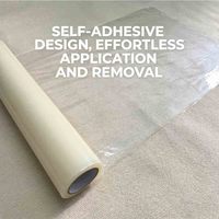Film de protection de tapis auto-adhésif en PE souple, haute transparence, imperméable, anti-poussière, anti-rayures, pour la rénovation de la maison