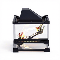 Terrarium écologique en verre à porte unique pour lézards, grenouilles cornues et tortues, avec bac d'alimentation et zone d'escalade