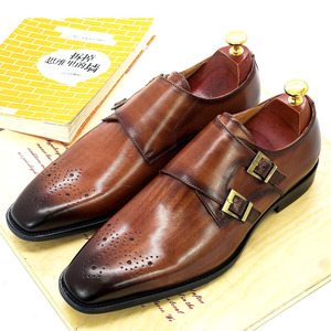 Nouvelles chaussures habillées pour hommes en cuir, style anglais, à bout pointu, modèle Brookes, chaussures en cuir rétro. - Product Image 1