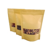 Sachets Doypack Autoportants en Papier Kraft Brun Refermables avec Fermeture Éclair, Thermoscellables, pour Stockage Alimentaire, avec Fenêtre Transparente