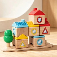 Blocs empilables en bois de hêtre, jouet éducatif pour le développement de la pensée spatiale des enfants, jeu de construction d'architectes de maisons