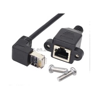 30cm 8Pin RJ45 k Cable Male to Female Screw Panel Mount Ethernet LAN Network 8 Pin Extension Cable UP and Down Angle