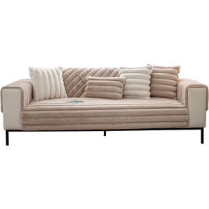 ผ้าคลุมโซฟาขนกระต่ายลายทางคุณภาพสูง ปลอกหมอนอิงโซฟาแบบกันลื่น ขายส่งผ้าคลุมโซฟา - Product Image 6