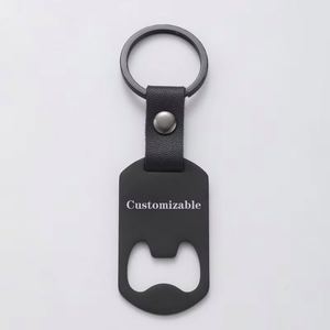 Porte-clés décapsuleur en acier inoxydable avec logo gravé au laser, en cuir PU, idéal pour la promotion - Product Image 4